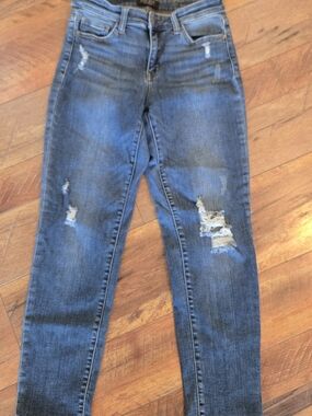 Judy Blue Distressed Dark Blue Slim Fit Jeans